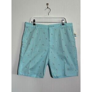 IZOD Harborside ShortsMens 36 Blue Chino Sailboat Golf 9.5 Inseam Nautical New